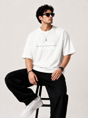 GQQUAL Cotton Printed T-Shirt White