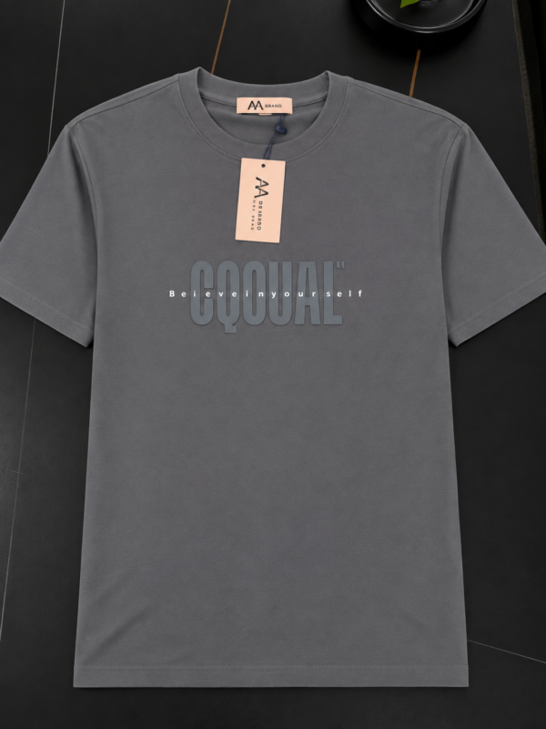 GQQUAL Cotton Printed T-Shirt Grey