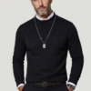 Men’s High-Neck Knit Sweater – Essential Classic Black