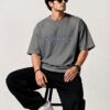 GQQUAL Cotton Printed T-Shirt Grey