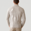 Men’s Textured Waffle Knit Zip-Up Cardigan Beige