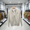 Men’s Zip-Up Knit Jacket – Minimal Style Beige