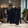 Half-Zip Ribbed Knit Pullover Black
