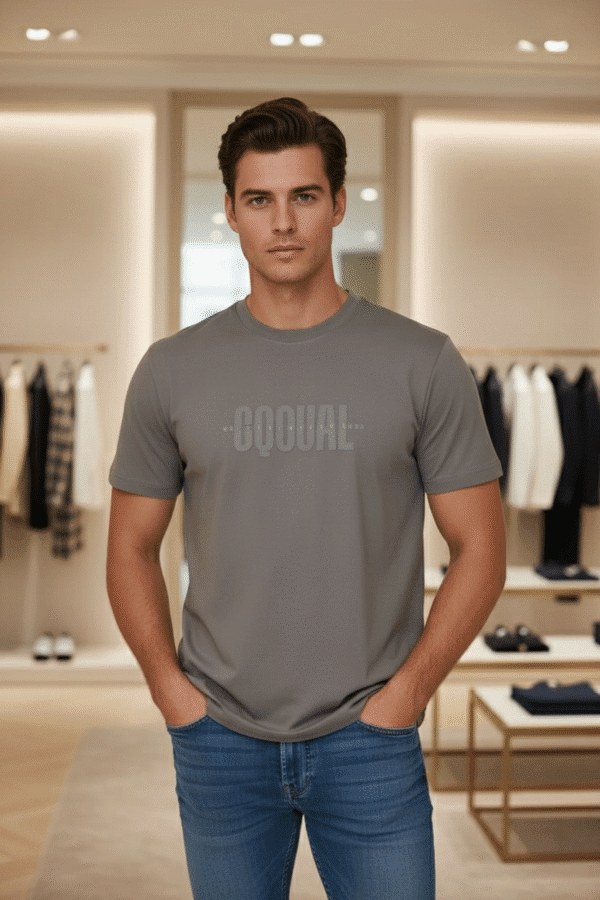 GQQUAL Cotton Printed T-Shirt Grey