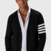Men’s Classic Striped Sleeve Cardigan Black