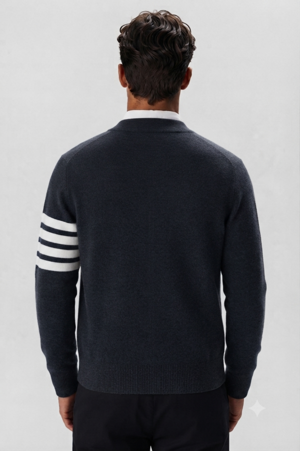 Men’s Classic Striped Sleeve Cardigan Gray