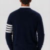 Men’s Classic Striped Sleeve Cardigan Navy Blue