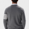 Men’s Classic Striped Sleeve Cardigan Light Gray