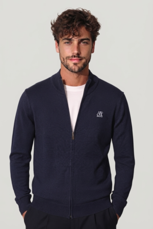 Gemini_Generated_Image_dw2hsidw2hsidw2h Men’s Zip-Up Knit Jacket – Minimal Style Navy Blue
