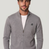 Men’s Zip-Up Knit Jacket – Minimal Style Gray