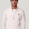 Men’s Zip-Up Knit Jacket – Minimal Style White