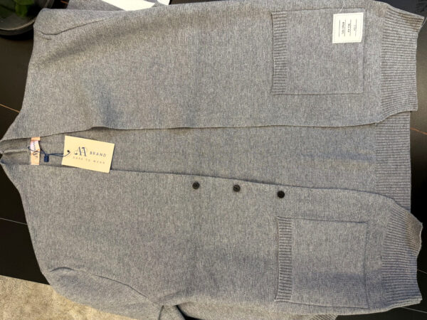 Men’s Classic Striped Sleeve Cardigan Light Gray