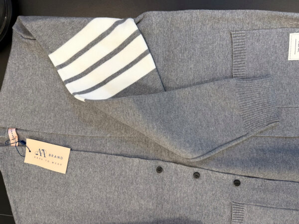 Men’s Classic Striped Sleeve Cardigan Light Gray