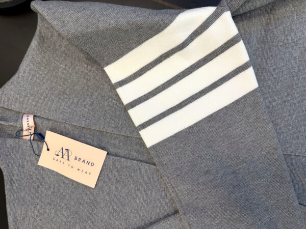 Men’s Classic Striped Sleeve Cardigan Light Gray