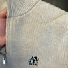 Half-Zip Ribbed Knit Pullover Beige