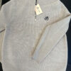 Half-Zip Ribbed Knit Pullover Beige