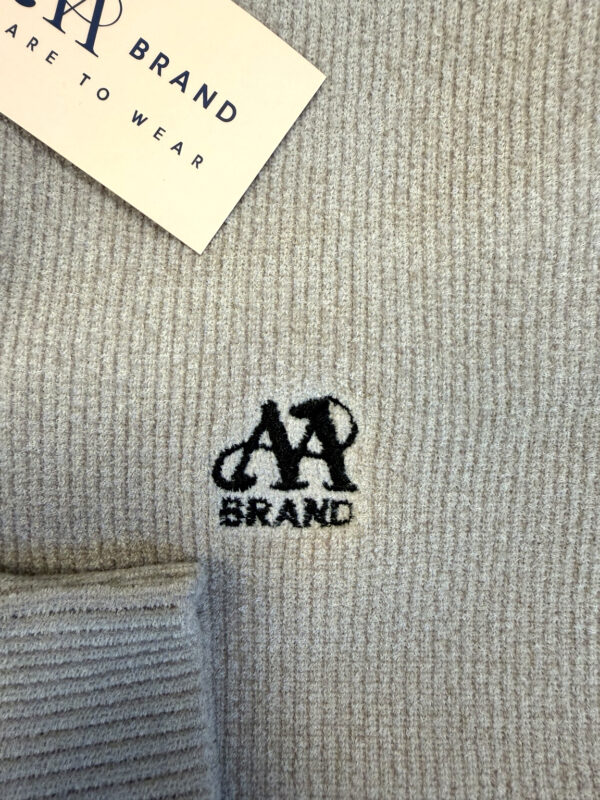 Half-Zip Ribbed Knit Pullover Beige