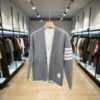Men’s Classic Striped Sleeve Cardigan Light Gray