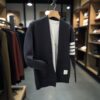Men’s Classic Striped Sleeve Cardigan Gray