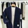 Men’s Classic Striped Sleeve Cardigan Navy Blue