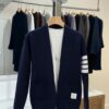 Men’s Classic Striped Sleeve Cardigan Navy Blue