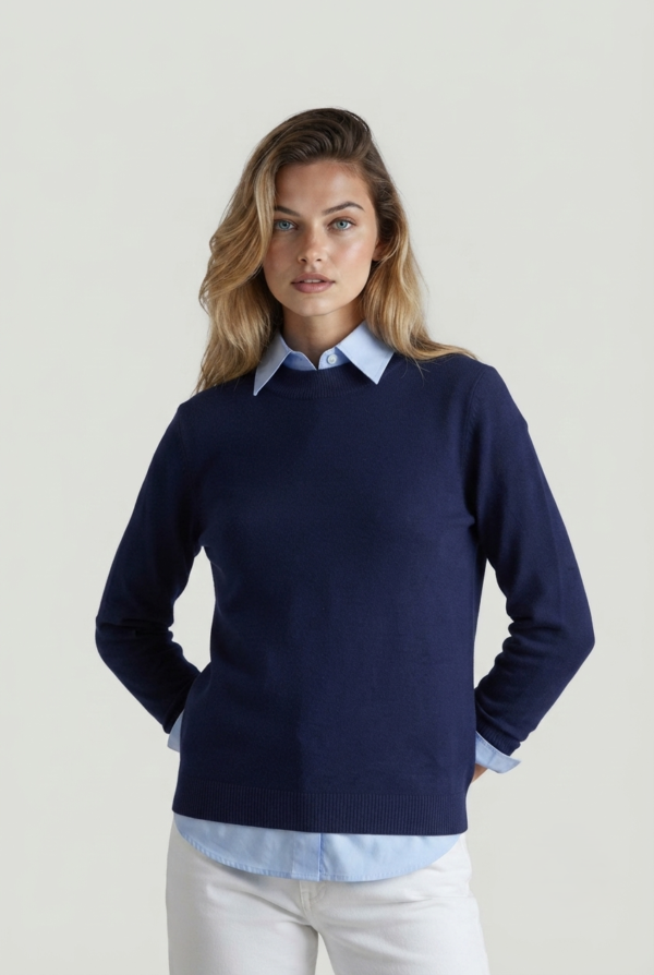 Gemini_Generated_Image_5i4rve5i4rve5i4r Women’s High-Neck Knit Sweater – Essential Classic Navy Blue