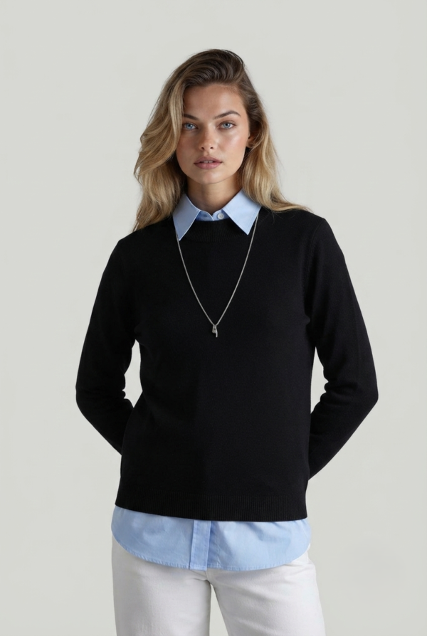 Women’s High-Neck Knit Sweater – Essential Classic Black