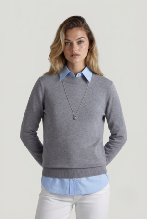 Women’s High-Neck Knit Sweater – Essential Classic Gray