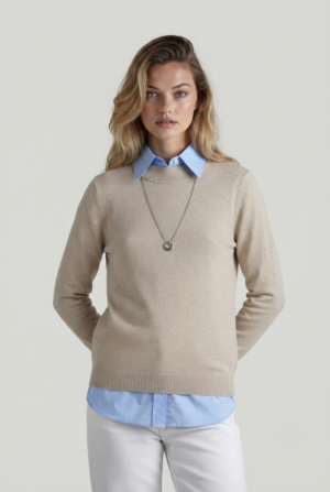 Women’s High-Neck Knit Sweater – Essential Classic Beige