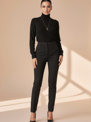 Women’s High-Neck Knit Sweater – Essential Classic Black