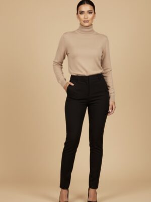 Women’s High-Neck Knit Sweater – Essential Classic Beige