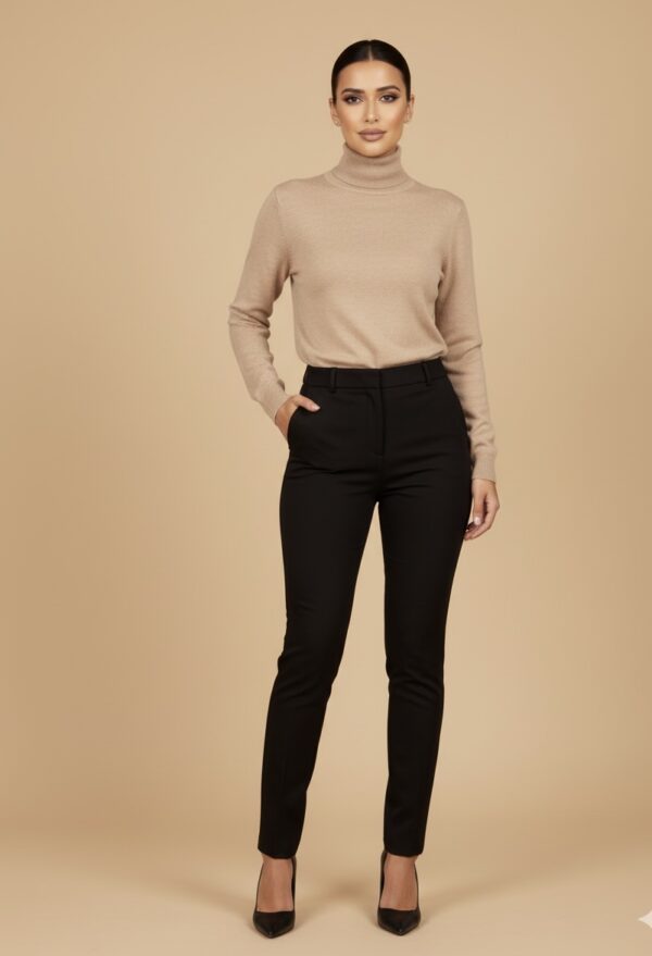 Women’s High-Neck Knit Sweater – Essential Classic Beige