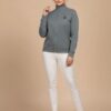 Women’s Zip-Up Knit Jacket – Minimal Style Gray