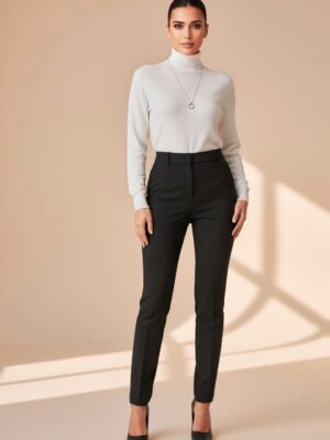 Women’s High-Neck Knit Sweater – Essential Classic White