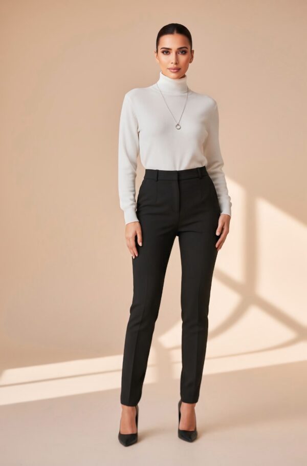 Women’s High-Neck Knit Sweater – Essential Classic White