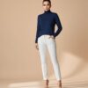 Women’s High-Neck Knit Sweater – Essential Classic Navy Blue